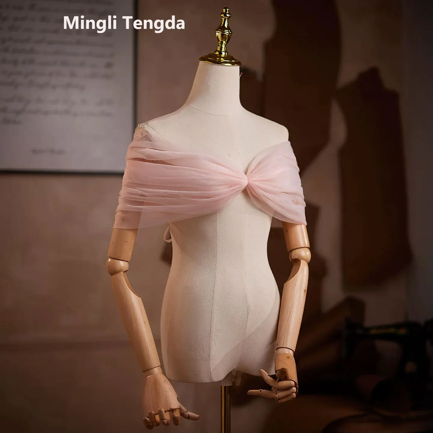 

Шарф-накидка из тюля Mingli Tengda с бисерным декором для невесты, женский, с одним воротником, для вечеринок, в стиле феи, с ремешком на спину, аксессуар для свадьбы