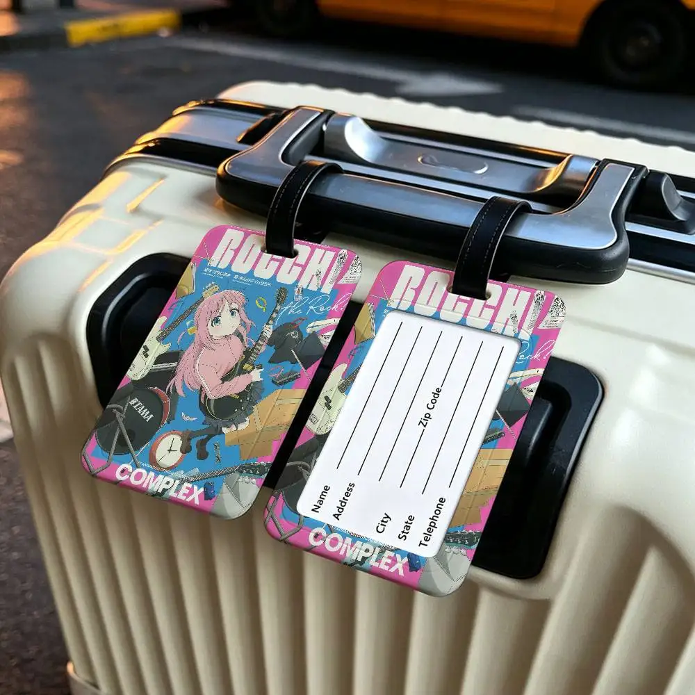Music anime B-BOCCHI THE R-ROCK Durable PVC Anti lost Baggage Tag With Info Card Lightweight Luggage Identification Label