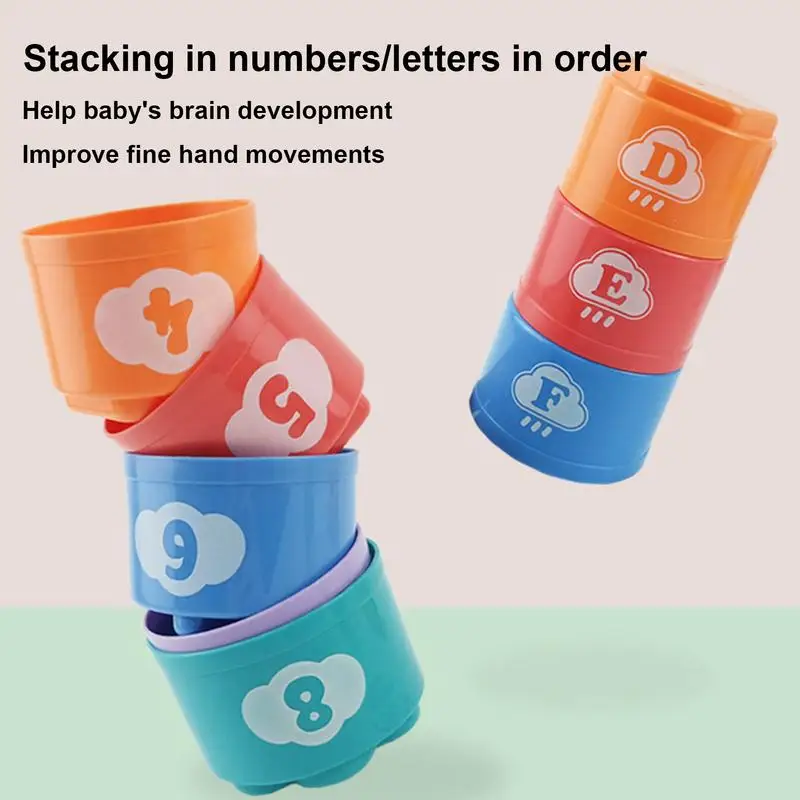 Number & Letters Baby Stacking Cup Toys Baby Early Educational Toy Nesting Cup Toy Baby Bath Toy Montessori Toy