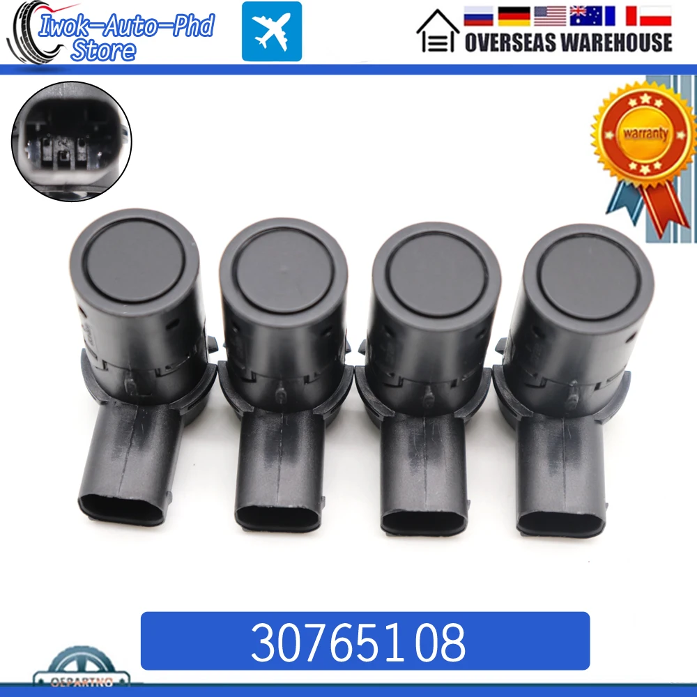 4pcs 30765108 PDC Parking Sensor For Volvo S40 S60 S80 C70 V50 V70 V70x XC90 XC70 SAAB 9-5 30668099 30668100 30765408