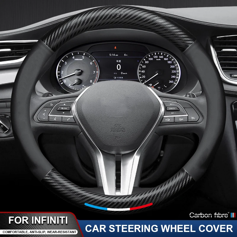 

Anti-Slip Car Carbon Fiber Leather Steering Wheel Cover For Infiniti Q30 Q50 Q60 Q60S Q70 QX30 QX50 QX60 QX55 QX70 QX80 FX EX JX
