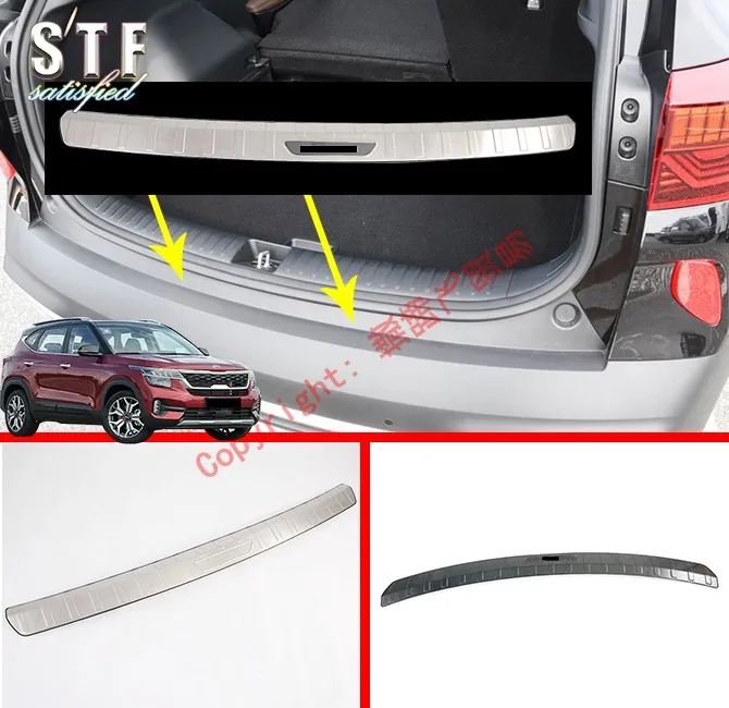 Stainless Steel Rear Bumper Sill Protector For KIA Seltos 2019 2020 Car Accessories Stickers