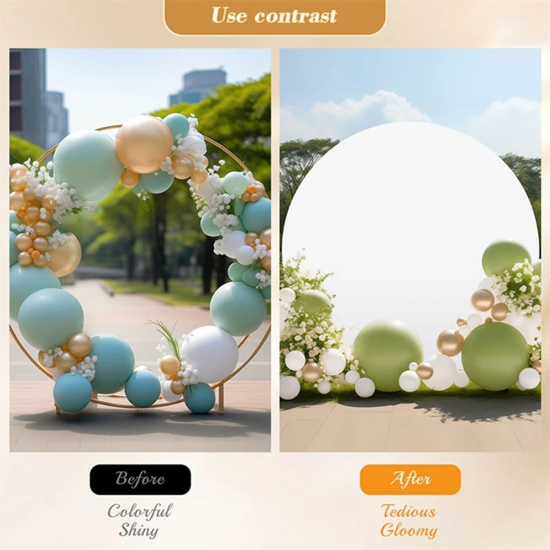 Elegant Polyester Round Arch Cover for Wedding and Party Decoration Backdrop Cover with Elastic Bands and Buckles M68E