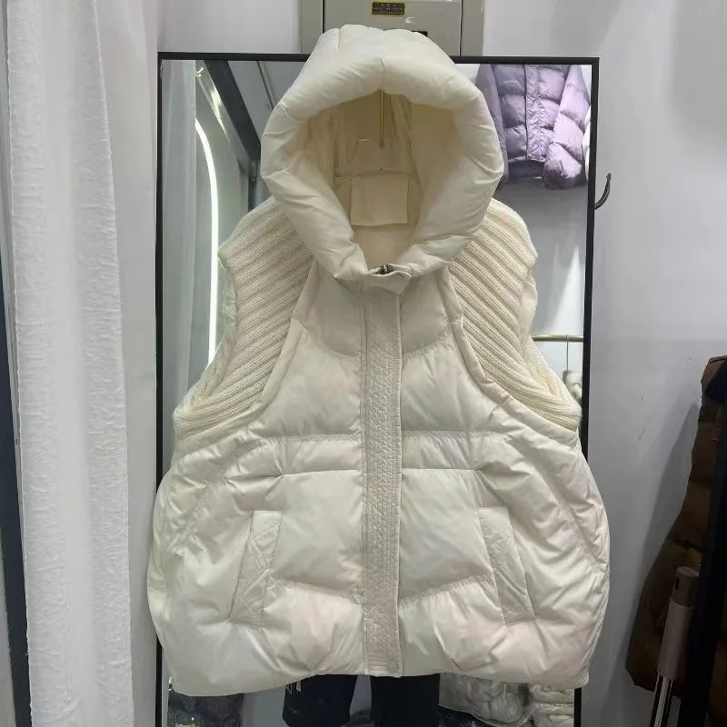 2024 Hooded Down Cotton Woman Waistcoat Top Autumn Winter Puffer Vest Ladies Jacket New Large Size 5XL Cotton Padded Sleeveless