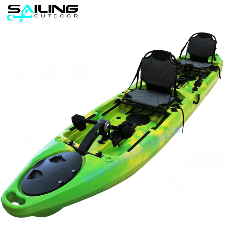 Sailing outdoor 16ft Double Seat Fishing Kayak With Pedals Plastic Boat Foot Pedal Drive