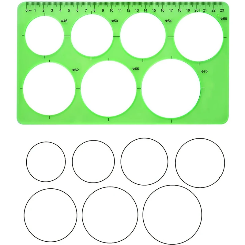 3 PCS Circle Template Plastic Circle And Oval Templates Measuring Templates Rulers Digital Drawing For Office And School