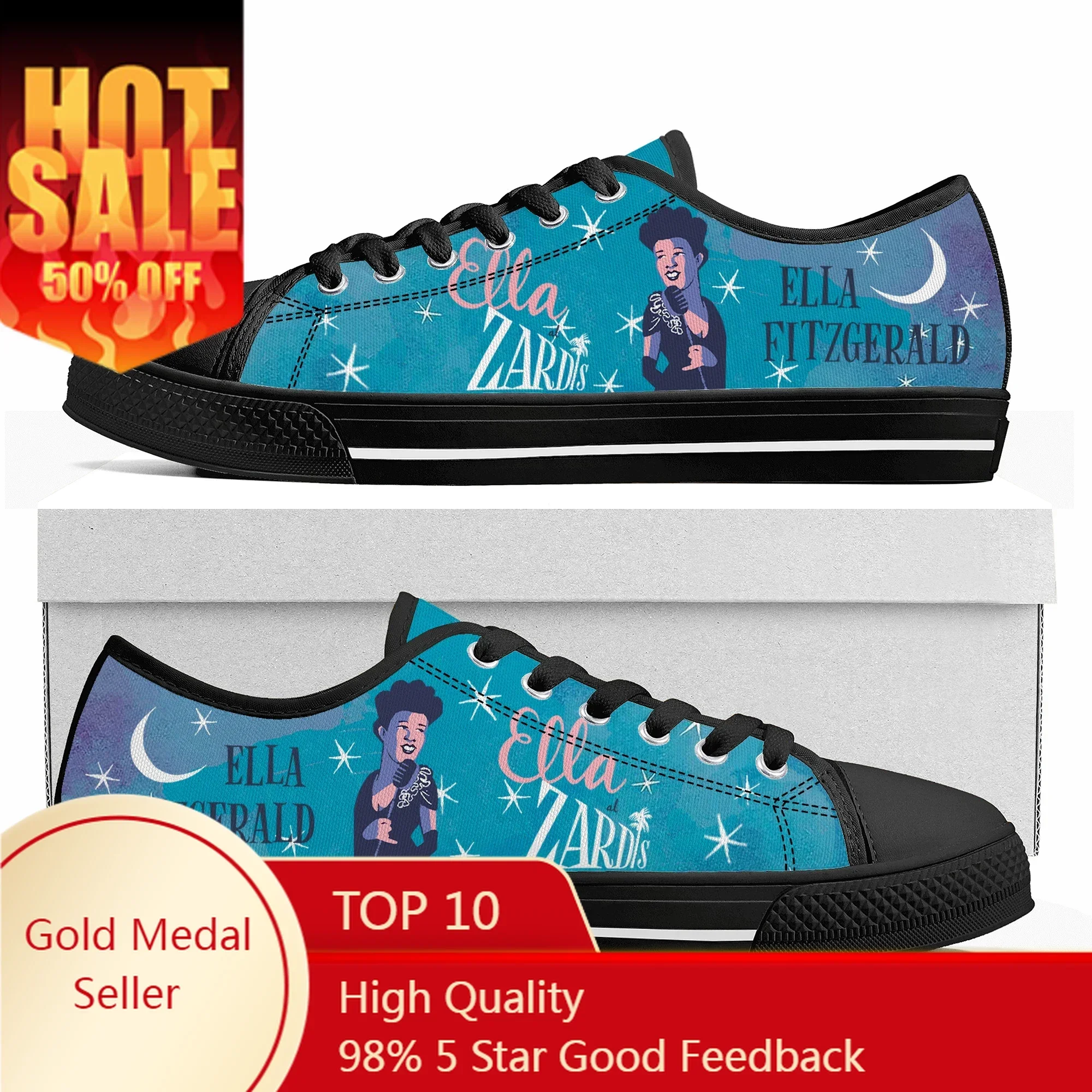 

Ella Fitzgerald First Lady of Song Low Top Sneakers Men Women Teenager High Quality Shoes Canvas Sneaker Couple Custom Made shoe