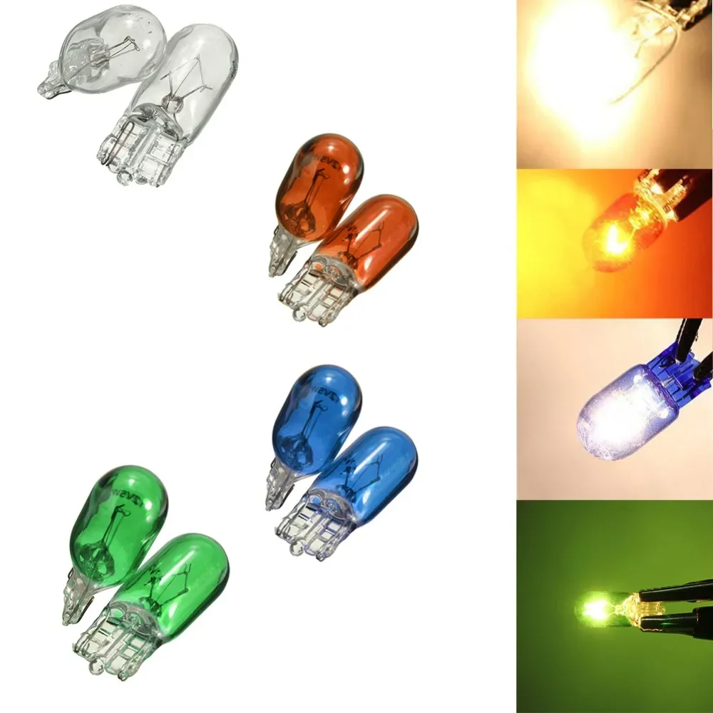 10pcs W2W T5 12v 1.2w Car Halogen Lamp Instrument Lights Dashboard Bulb Auto Interior Light Car Styling Blue Red Amber Yellow