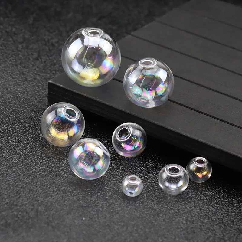 10piece 6-40mm Hollow Glass Ball With One Hole Round Bubble Vial Glass Globe Orbs Jewelry Findings Glass Locket Accessories