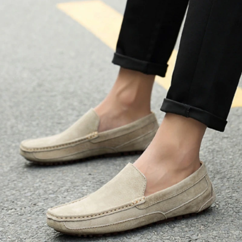 Wildleder-Loafer für Herren, luxuriöse Freizeitschuhe, leichte Herrenschuhe, Mokassins, flache Schuhe mit weicher Sohle, handgefertigte Slipper zum Hineinschlüpfen, Fahrschuhe_voghion.com