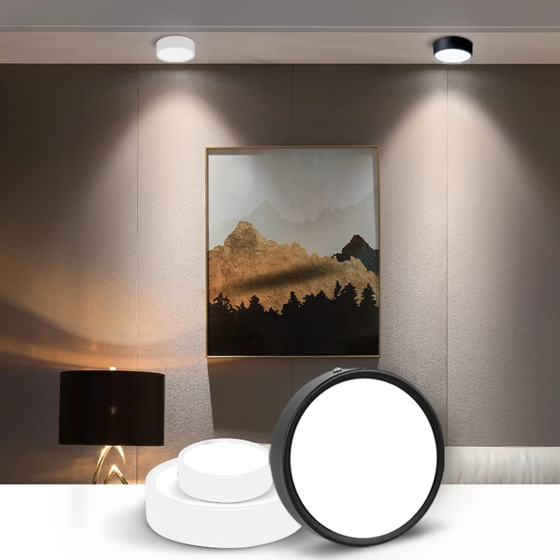 LED Downlight 220V Spot Three Colors Dimming Modern Home Decoration Surface mounted LED Ceiling Spotlights Cold Warm White Light