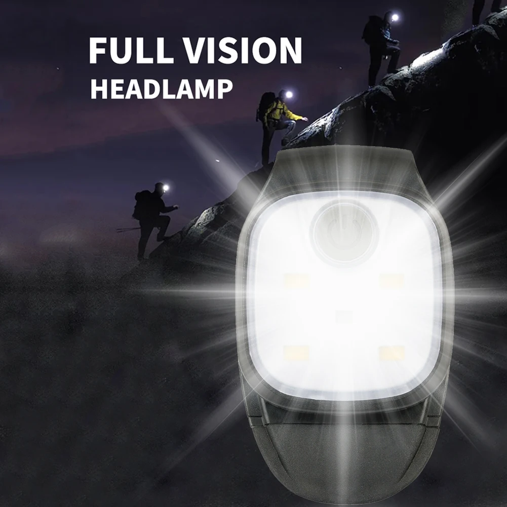 LED Clip Lamp 4 Lighting Modes Running Clip Light Safety Warning for Jogging Night Walking for Fishing Hiking USB Rechargeable