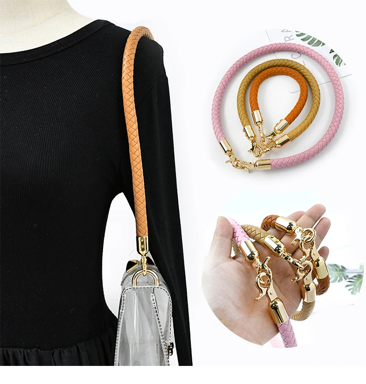 1/2Pcs 30/40/60mm PU Leather Woven Handbag Handle Metal Buckle for Women Shoulder Bag Purse Bags Strap Replace Accessories