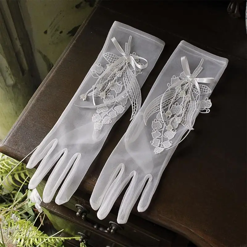 2025 قفازات زفاف جديدة 1920s زهرة قفازات فرنسية لعروض الأوبرا للنساء والفتيات #3