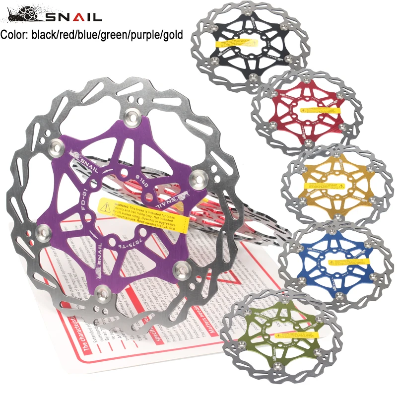 SNAIL Bicycle disc brake pads 160 180 203 mm aluminum alloy 6 nail rotor Mtb road bike floating discs part Accessories Goodtaste
