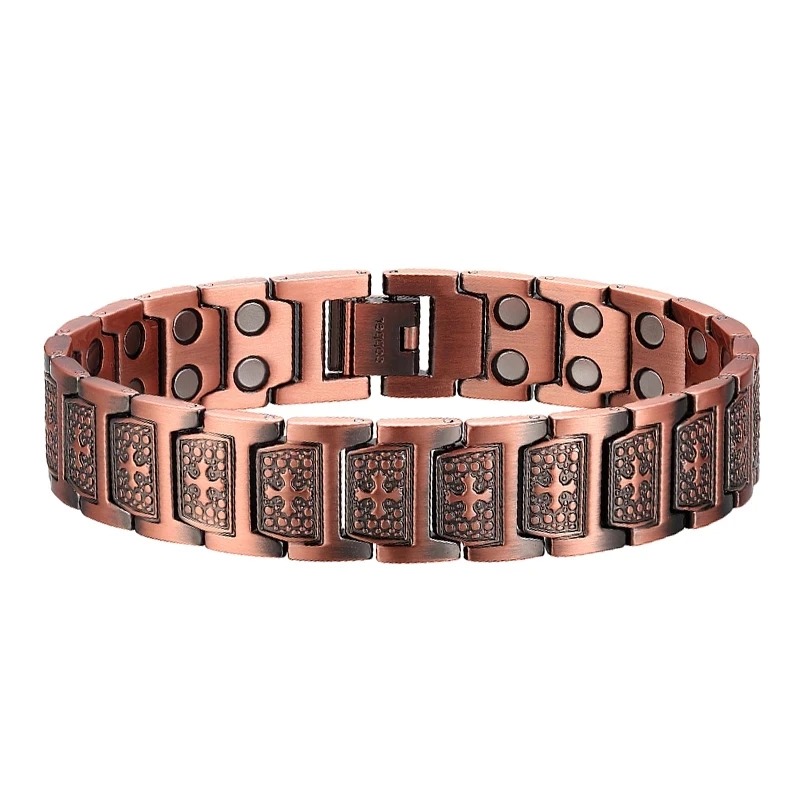 OKtrendy Copper Magnets Bracelets & Bangles Men Bracelet Metal Healing Magnetic Cross Jesus Christ Wristband Jewellery Wholesale