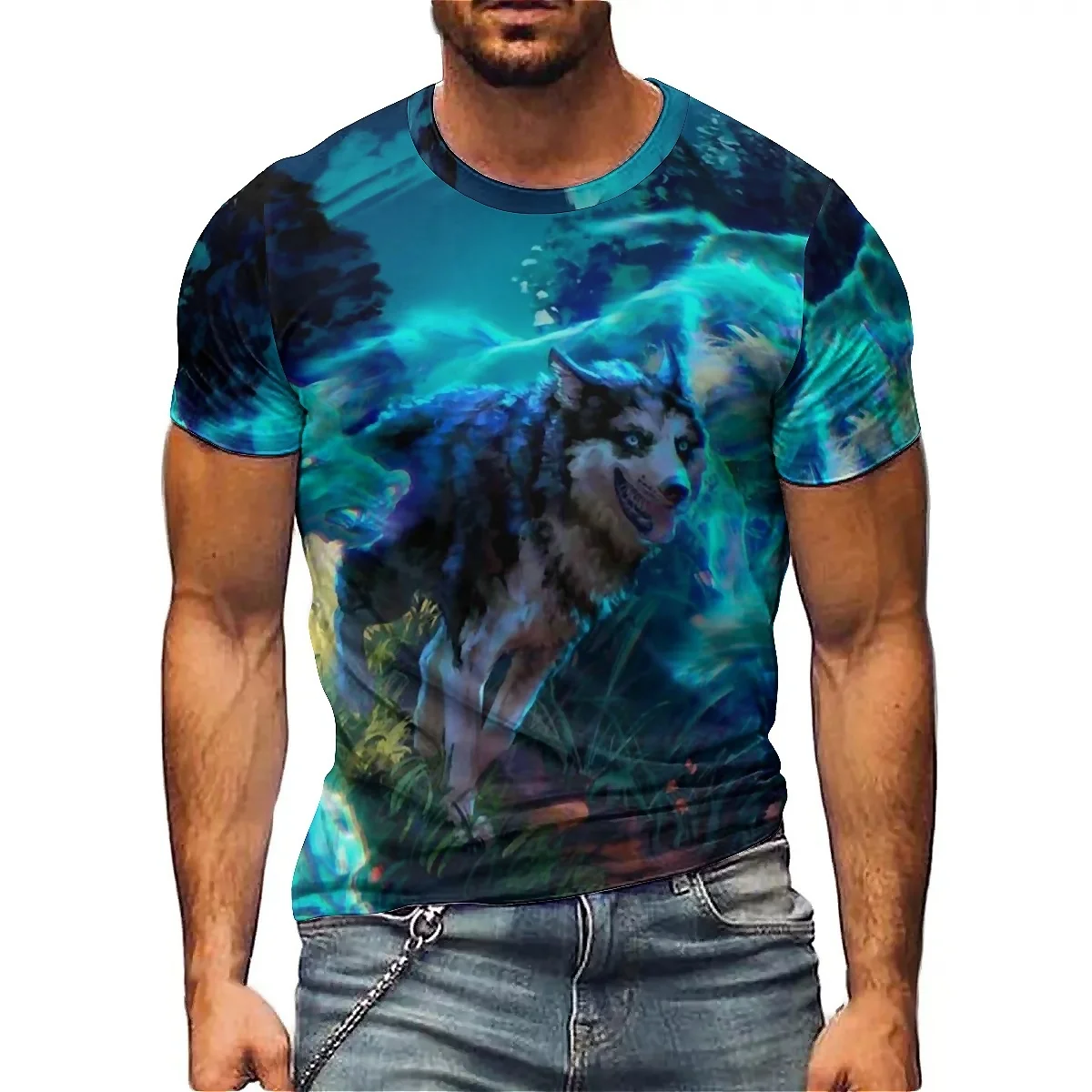 

Splashed Graffiti-splashed Wolf 3D Printed Short-sleeved T-shirts for Men and Women