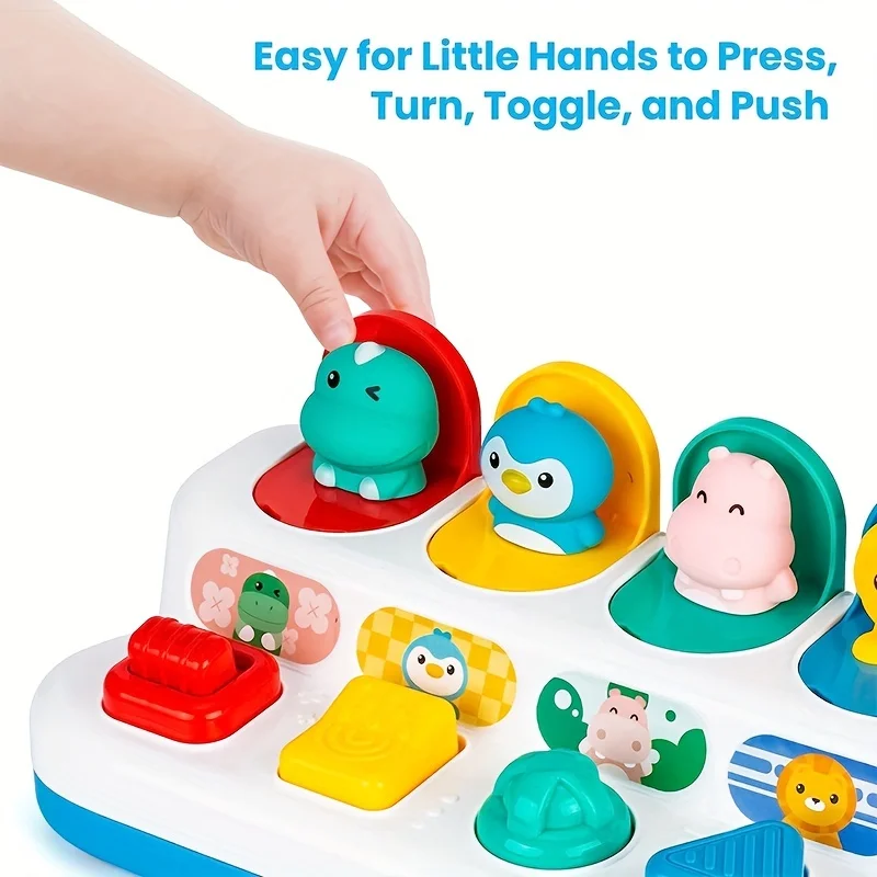 Baby Montessori Toys Pop Up Switch Box Activity Toy for Babies Early Learning Educational Toy for Sorting Colors Animals and Car