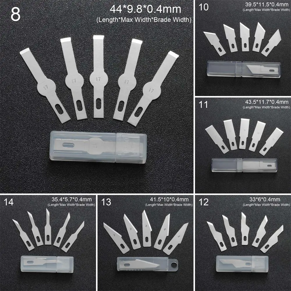 10Pcs Non-Slip Metal Engraving Craft Knives Blades Cutter for Mobile Phone Scalpel Knife Parts PCB Repair Hand Tools Accessories