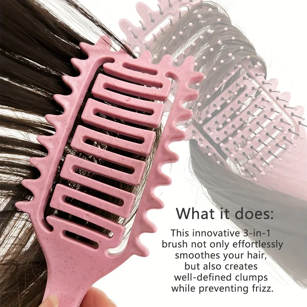 lina Detangling Brush for Curly Hair - Nylon Bristle Detangler Comb, Anti-static Hairbrush for Wet & Dry Hair, Curl Defining and