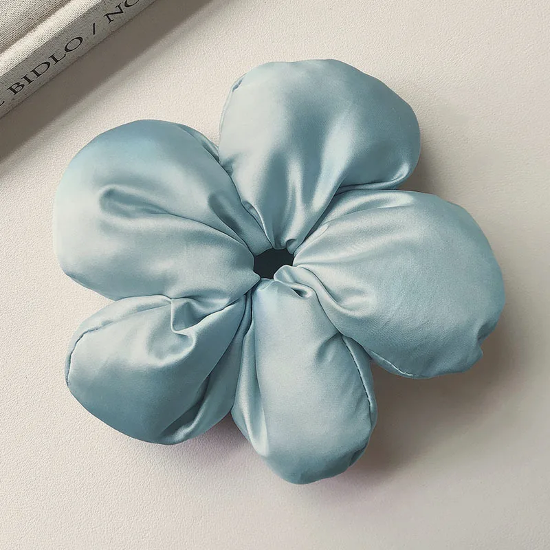 Extra Large 3D Petal Flower Scrunchie Elegant Minimalist Sweet Fabric Hair Tie Personalized Hair Ring Satin Hair Circle For Girl