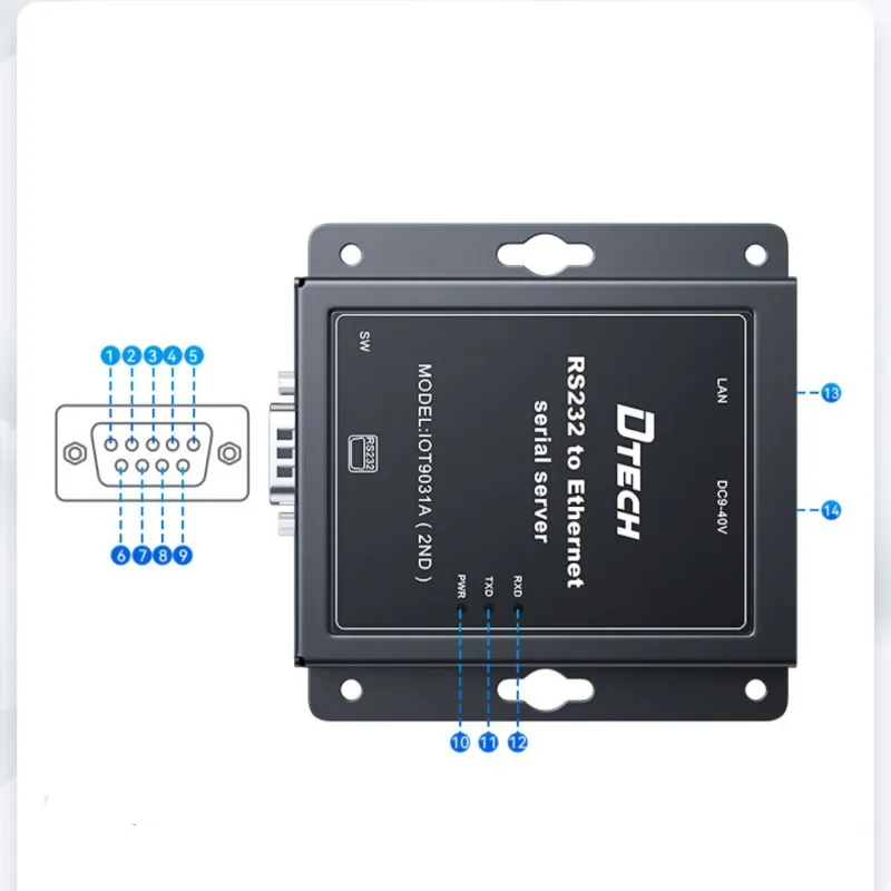 DTECH Ethernet Gateway Serial Device Server RS232 to Ethernet Converter Serial Server