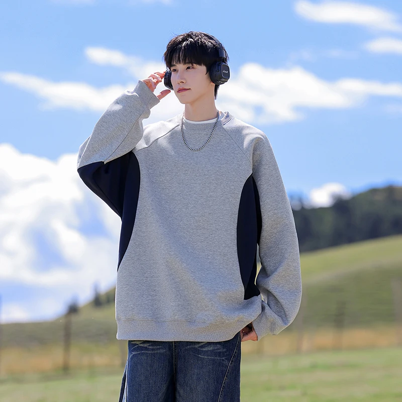 

Спортивная футболка для альпинизма, мужская лоскутная дизайнерская толстовка с круглым вырезом, уличная мужская удобная универсальная пуловерная толстовка