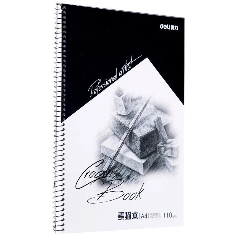 

A4 110g Coil Sketch Book Art Painting Paper Student Graffiti Painting Book Thick Wood Pulp Double-sided Adhesive Paper 40 Sheets