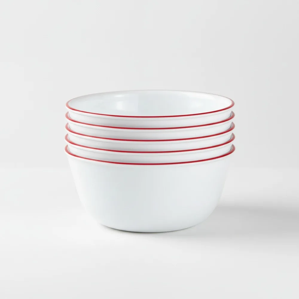 

6-Piece Chip-Resistant Glass Bowls Set, 28oz Lightweight for Soup Cereal Dessert, Space-Saving Dinnerware