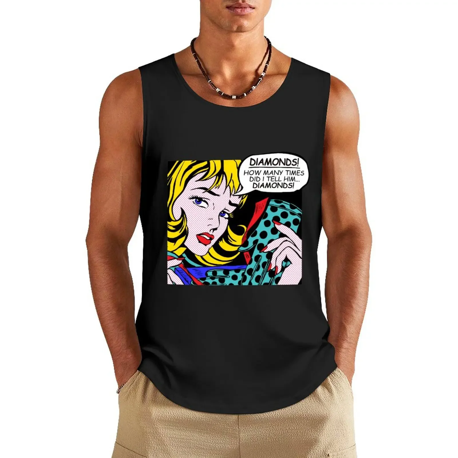 

Roy Lichtenstein Comic Art - Girl with Gloves Tank Top t shirt gym gym shirt man Gym t-shirt man