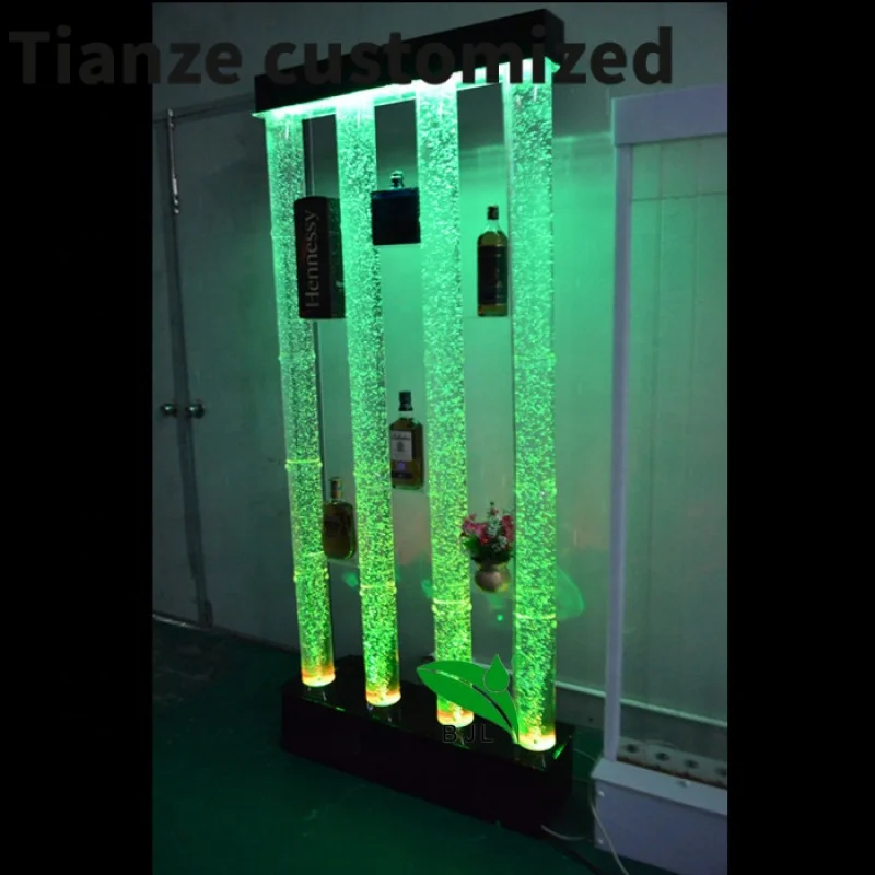 Customized-luxury wine cabinet led water bubble tube lighting bar display cabinet