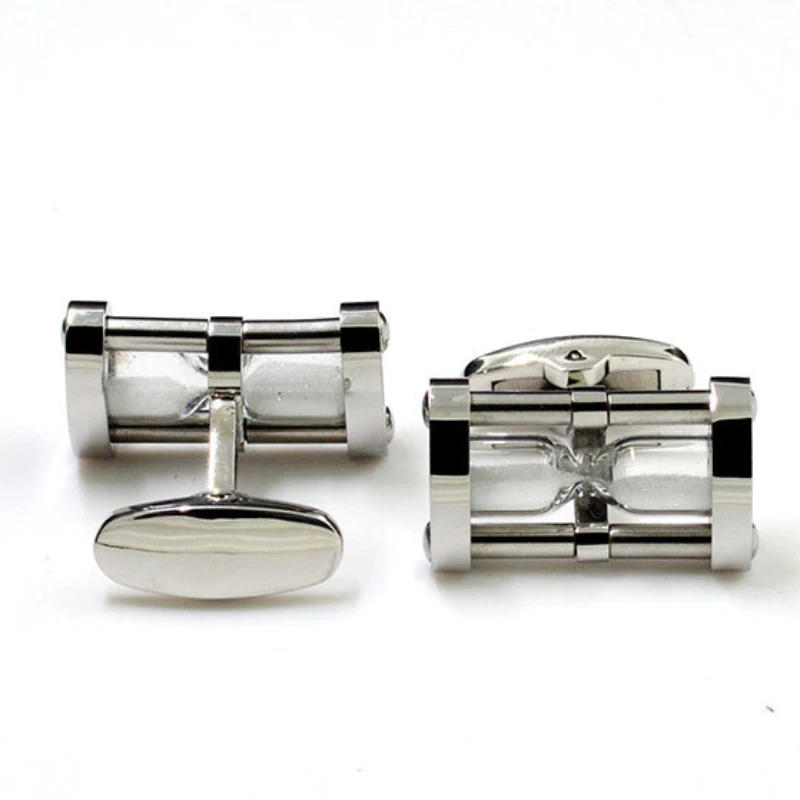 New Stainless Steel Hourglass Style Cufflinks Trendy Men's Wedding Party Clothing Accessories French Shirt Buttons Friend Gifts