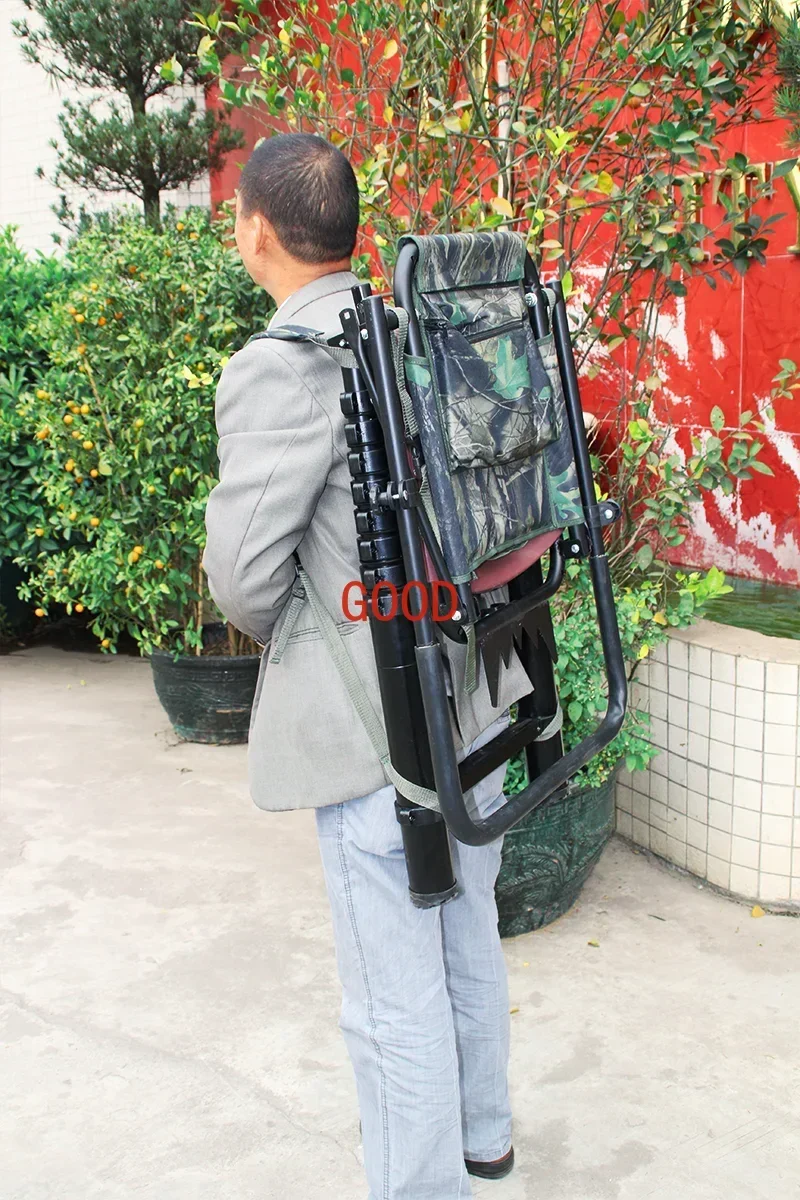 SC02 2.6M Telescopic Hunting Tree Stand Foldable Aluminum Ladder Seat Hunter Chair for Animal Observation