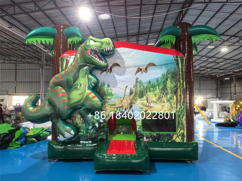 Zamek dmuchany dinozaur 4x4m (13x13 stóp) komercyjny, dmuchany zamek do skakania z dmuchawą.