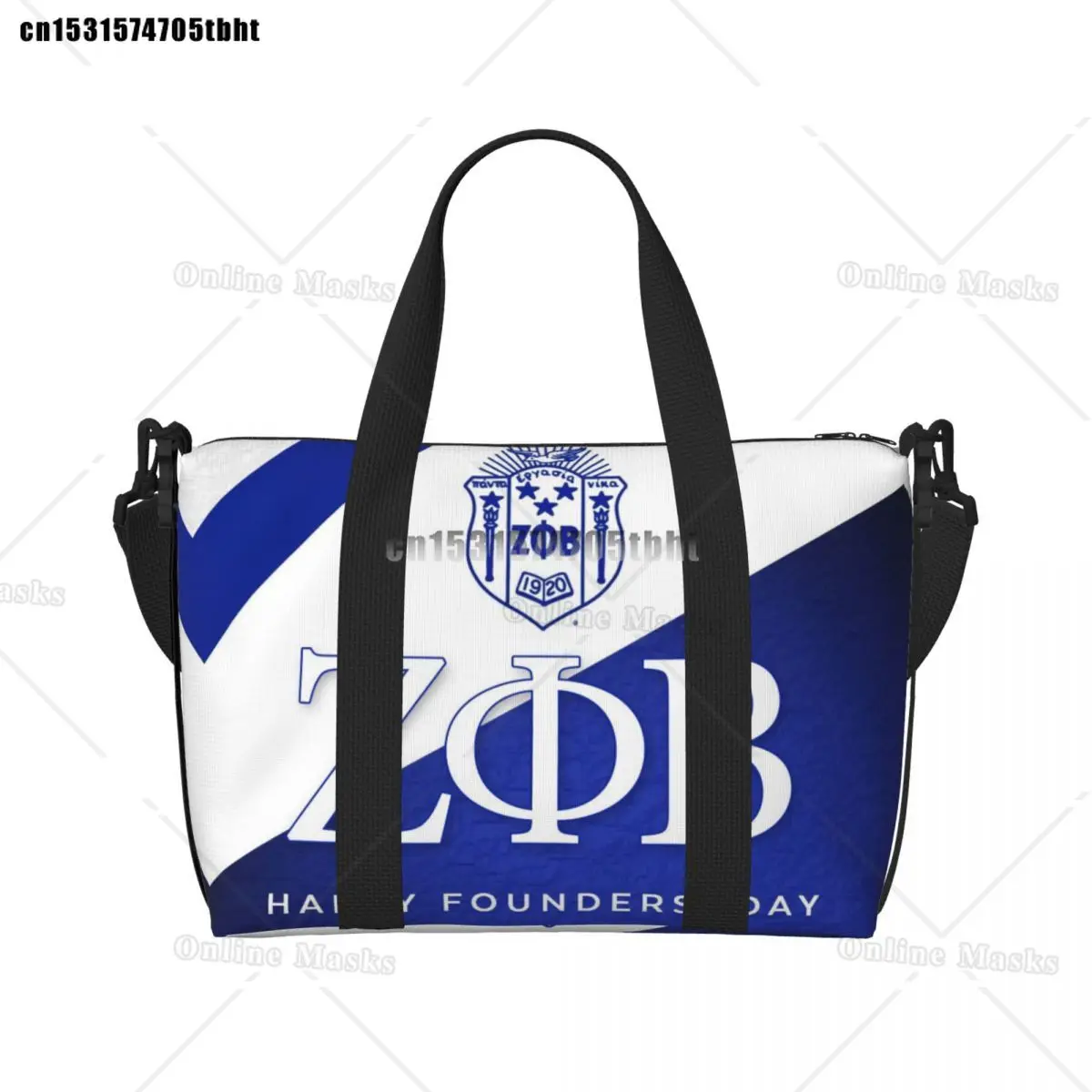 

Custom Large Zeta Phi Beta Sorority Logo Tote Bag Women Greek Letter 1920 Shoulder Shopper Beach Gym Travel Bag
