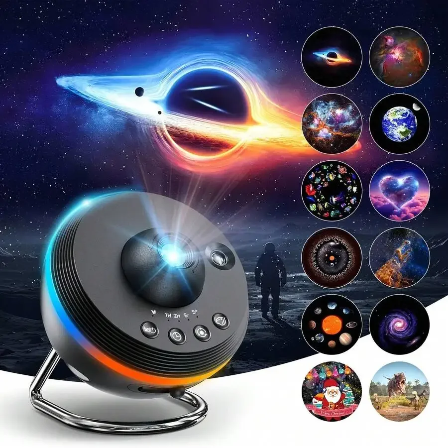 Upgraded Bedroom Projector,Image Star Projector Light Adjustable Knob, 13 Films Disc Planetarium Projector, 360 ° Rotation 1/2 H