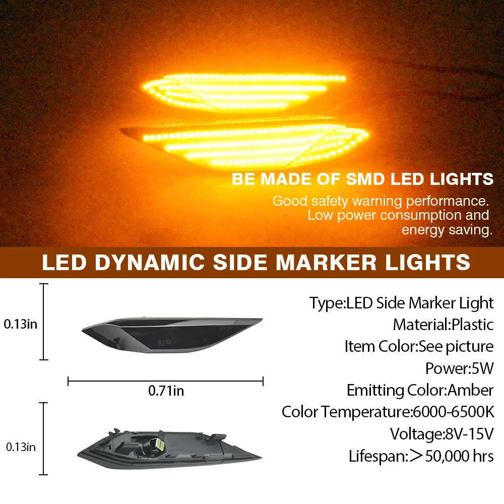 

2 шт. светодиодный динамический янтарный указатель поворота, боковой габаритный фонарь на крыло для Porsche Cayenne 958 92A 2010 2011 2012 2013 2014 PO 2555102