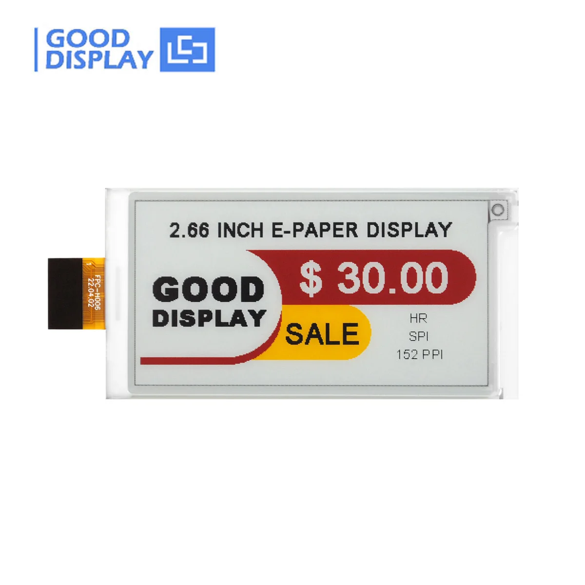 

4-цветный модуль электронной бумаги высокого разрешения, 2,66 дюйма, промышленный модуль электронной бумаги, 360x184 SPI, ультратонкий, низкая мощность, обновление 12 с, GDEY0266F52H