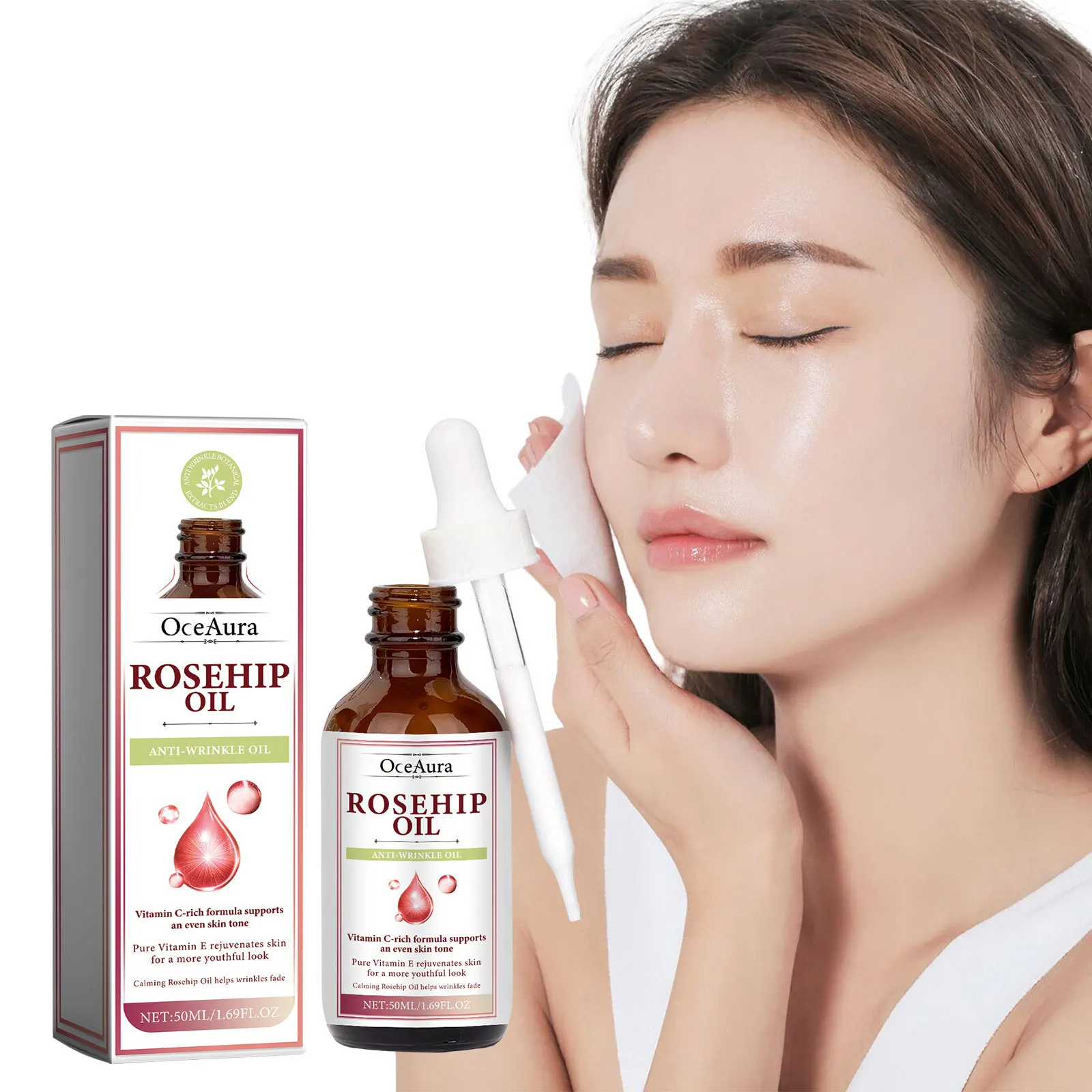 Rosehip Oil Face Essence Serum Fade Fine Lines Shrink Pores Lifting Firming Repair Damaged for Dry Skin Facial Nourishing Oils