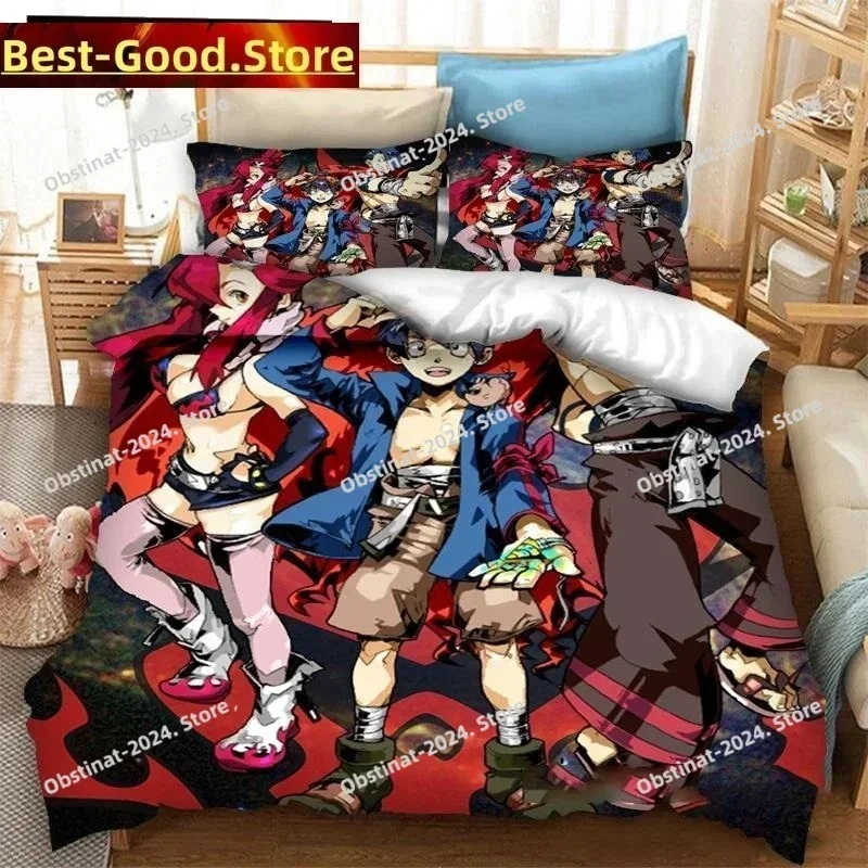 3D Anime Tengen Toppa Gurren Lagann Bedding Set Printed single Comforter Quilt Cover Pillow Case 3 Pieces Sets Kids Adult Size