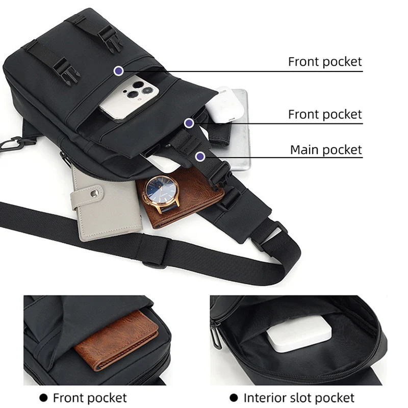 Men's Chest Pack Multi-Purpose Waist Packs Outdoor Utility Storage Breast Bag Waterproof Crossbody Bag Handbag Sports Belt Pack
