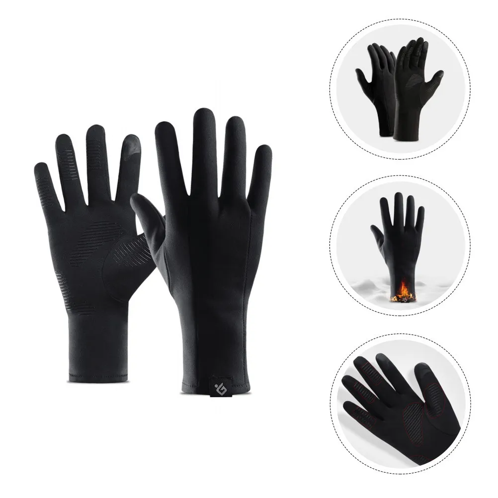 

1Pair Thermal Windproof Cycling Gloves Anti-Slip Full-Finger Gloves for Winter Outdoor Sports Touch Screen Compatible
