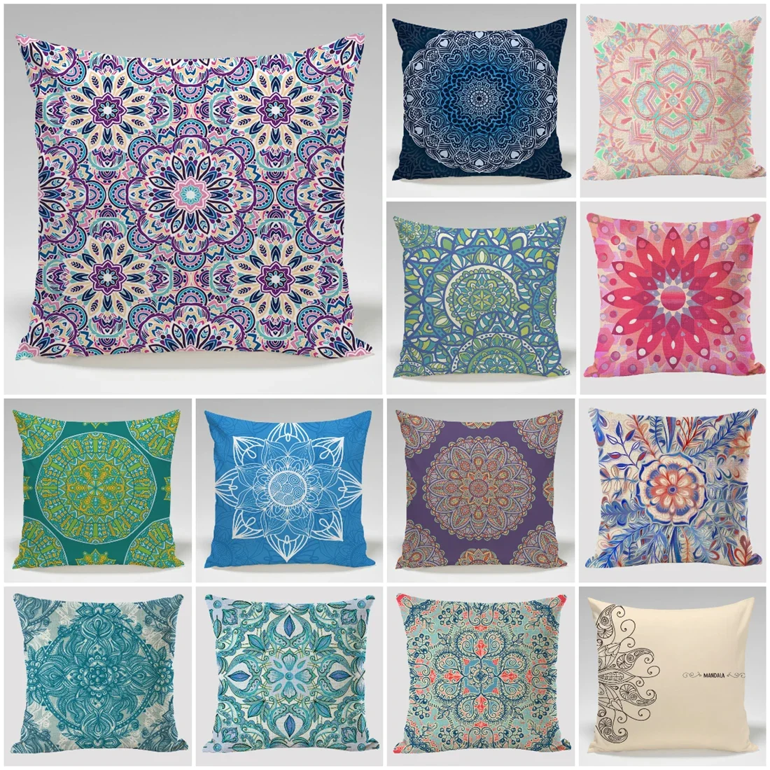 Brand New Mandala Floral Print Cushions Case Ethnic Geometric Ultra Soft Plush Pillows Case Sofa Chair Throw Pillows Decor Home