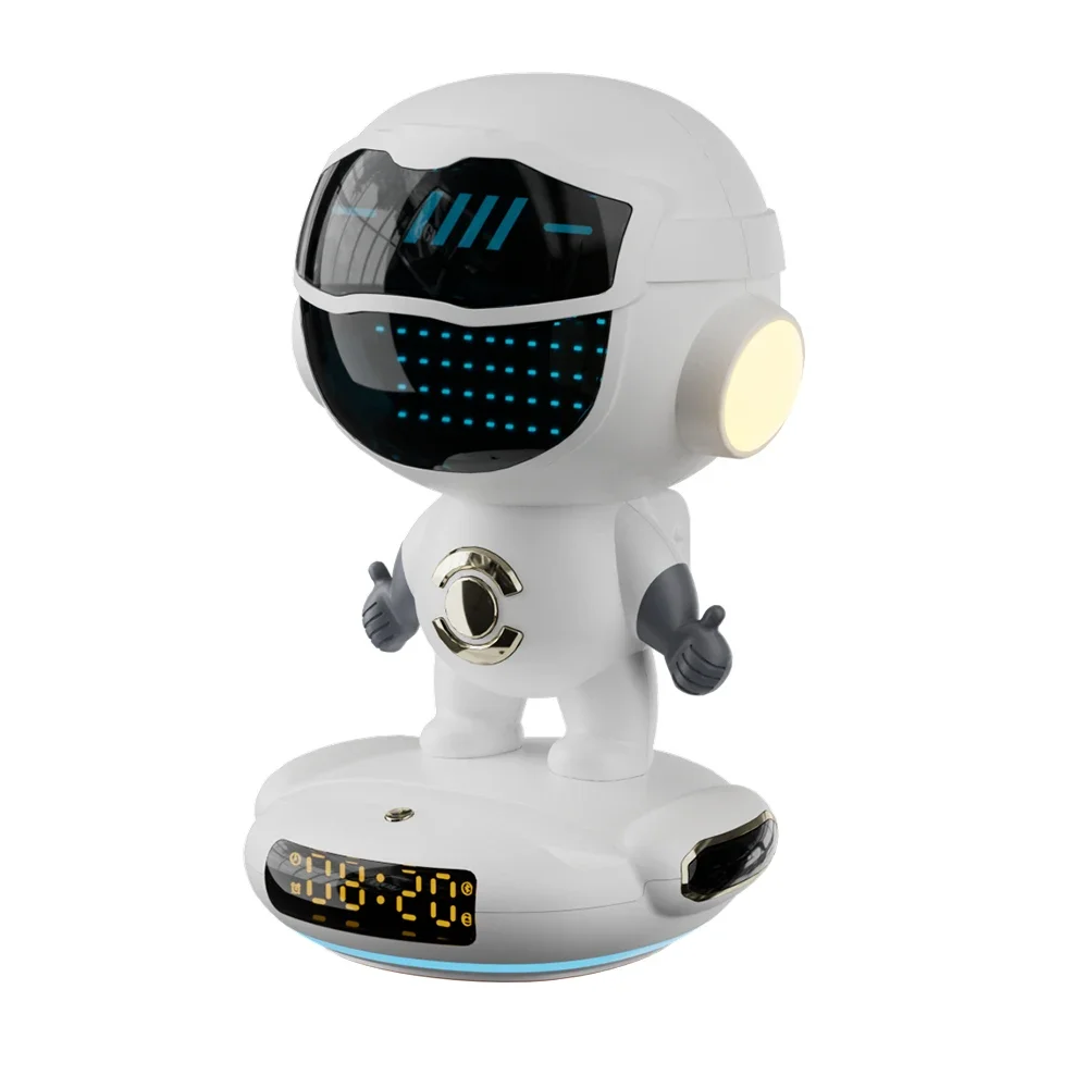 

Portable M80 robot AI wireless Bluetooth speaker with TF card playback, auxiliary input, alarm clock display Outdoor party