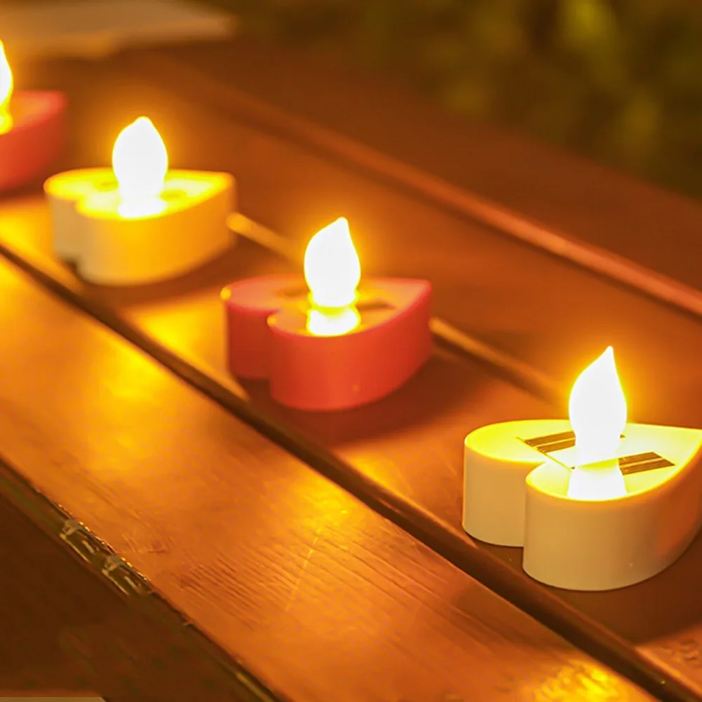 Valentine's Day Flameless LED Candles Rechargeable Decorative Tea Lights Romantic Atmosphere Bar Home Decor Night Light