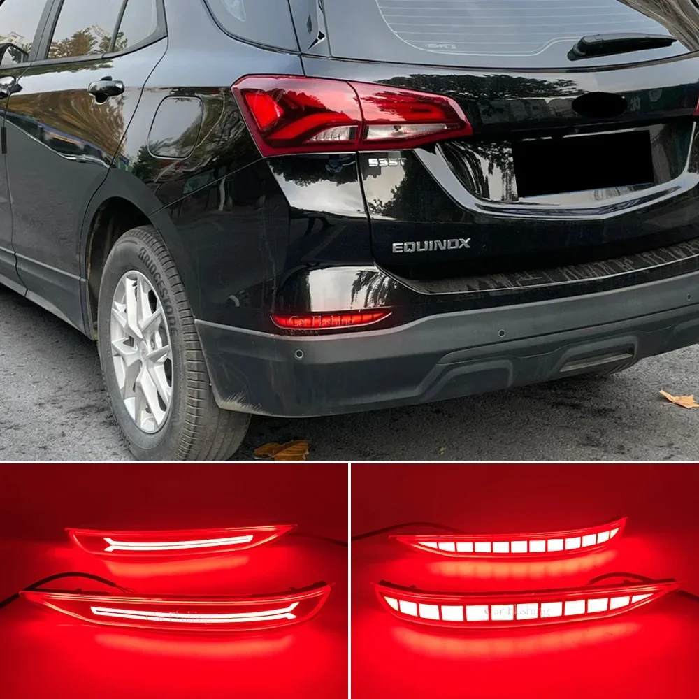 New！ Car LED Rear Bumper Reflector Lights For Chevrolet Equinox 2017 2018 2019 2020 2021 2022 Driving Turn Signal Brake Lights