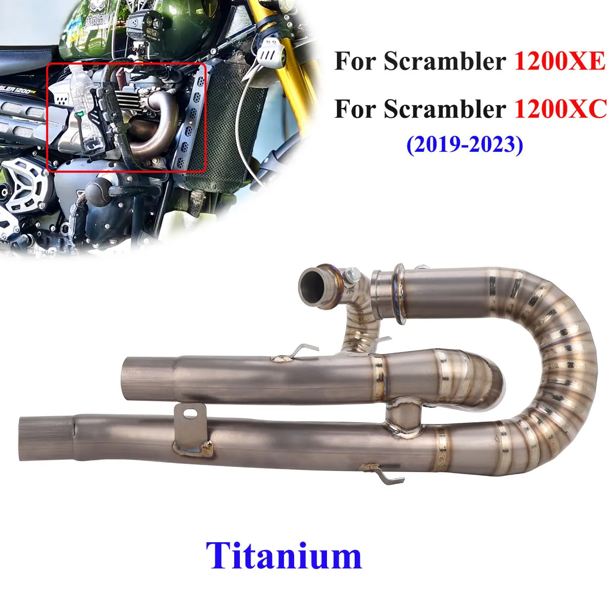 

Titanium For TRIUMPH Scrambler 1200XE 1200XC 2019-2023 Motorcycle Exhaust Front Link Pipe Scrambler 1200XE Exhaust