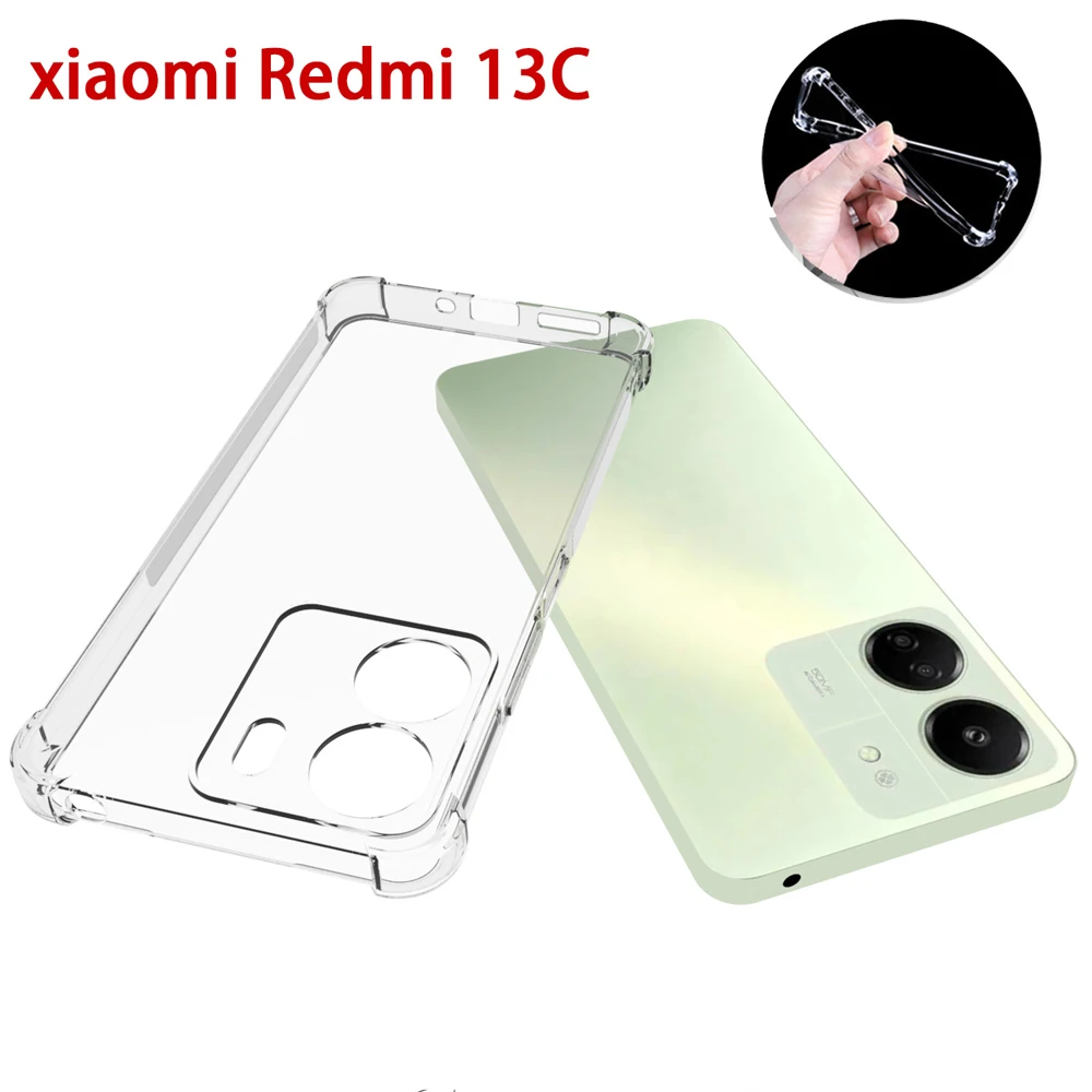 Coque transparente Airbag Optics pour Xiaomi Redmi 13C, coque de téléphone transparente en silicone souple antichoc, 1.5mm