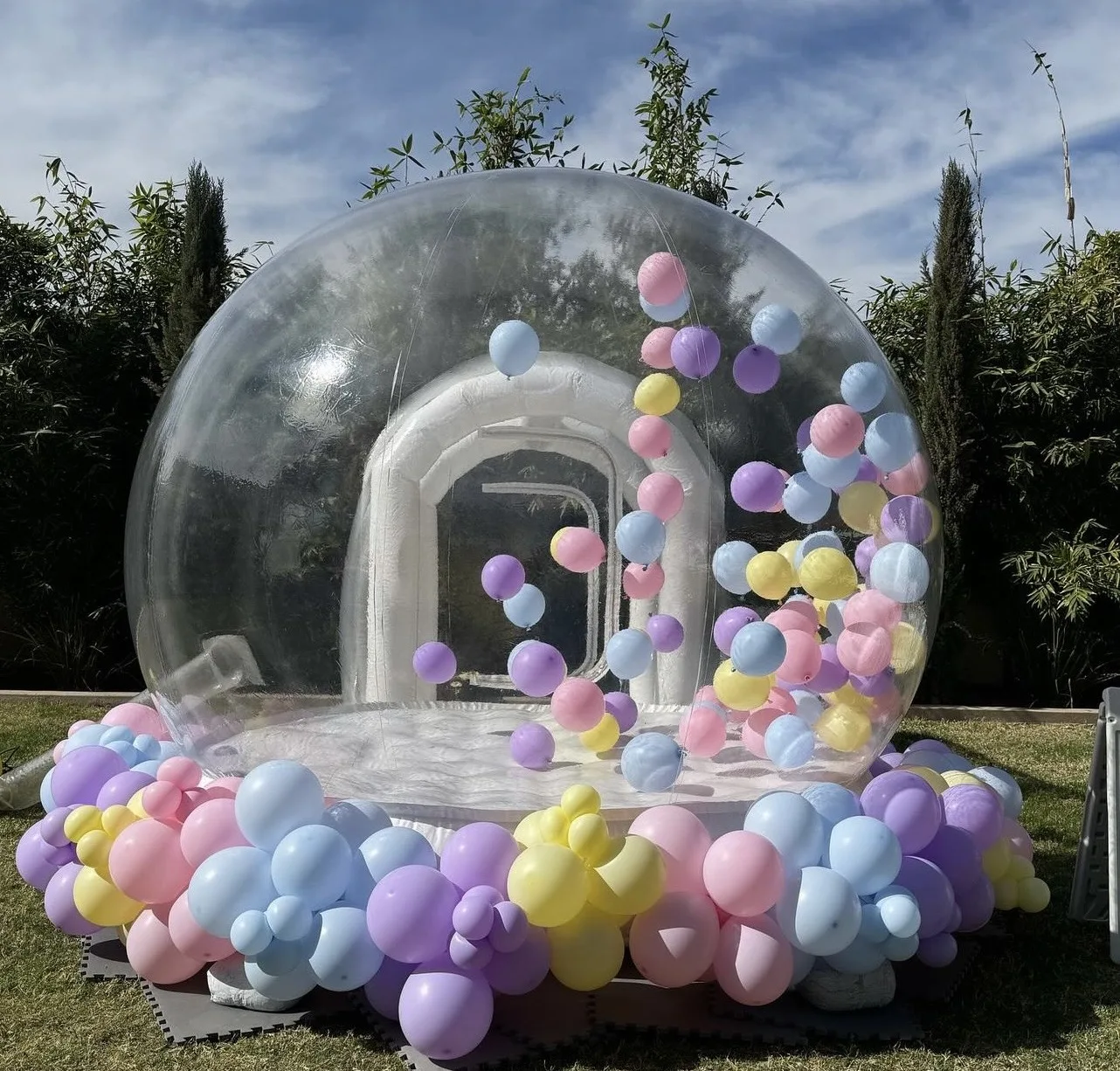 Dia 3M Inflatable Bubble House with Trampoline Clear Dome PVC Tent with Blower Camping Kids Party Parks Event Commercial Rental