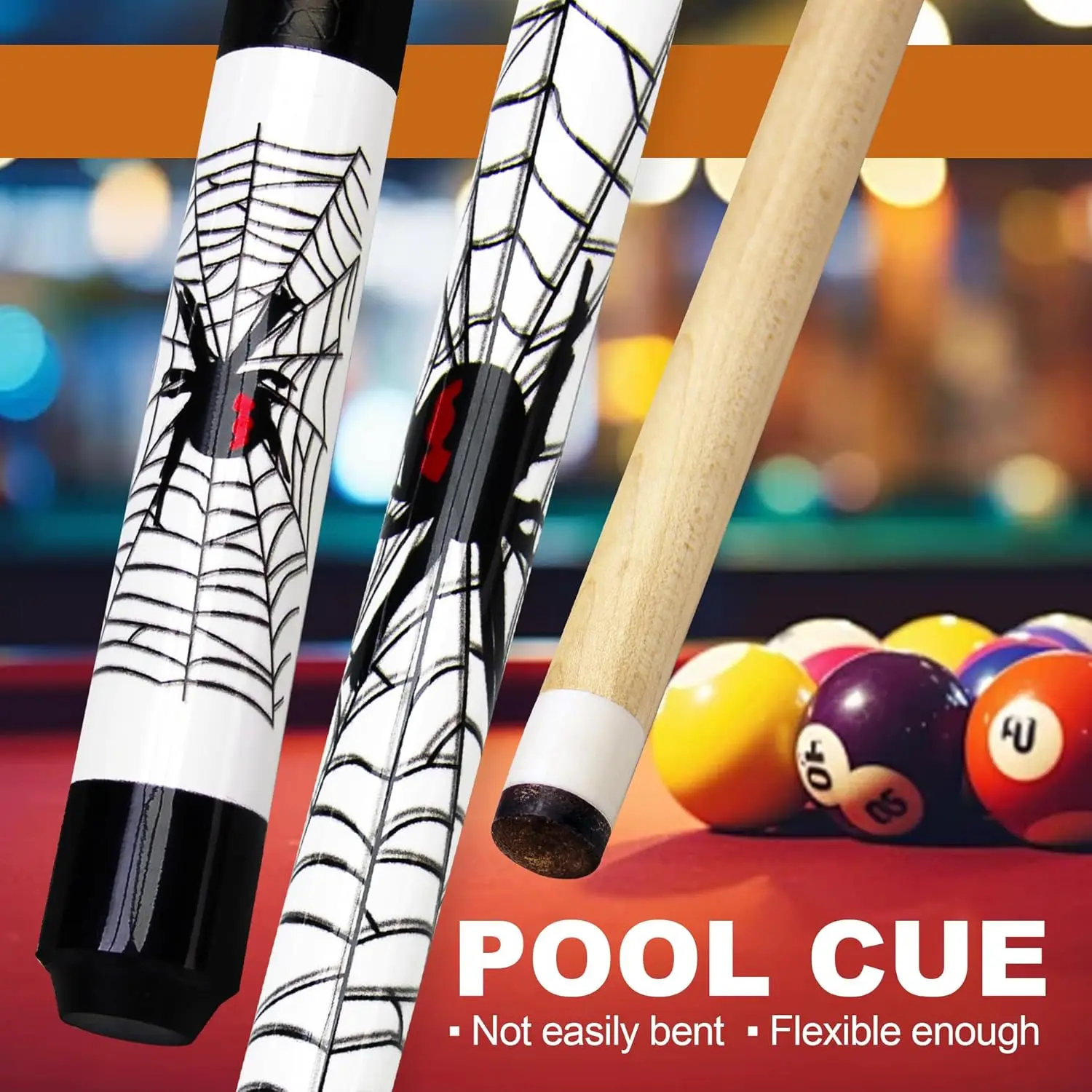 hit productHigh-end Spider Pattern Maple Snooker Billiard Cue Carbon Fiber Shaft 13mm Rainbow Tip Stainless Steel Joint Unique G